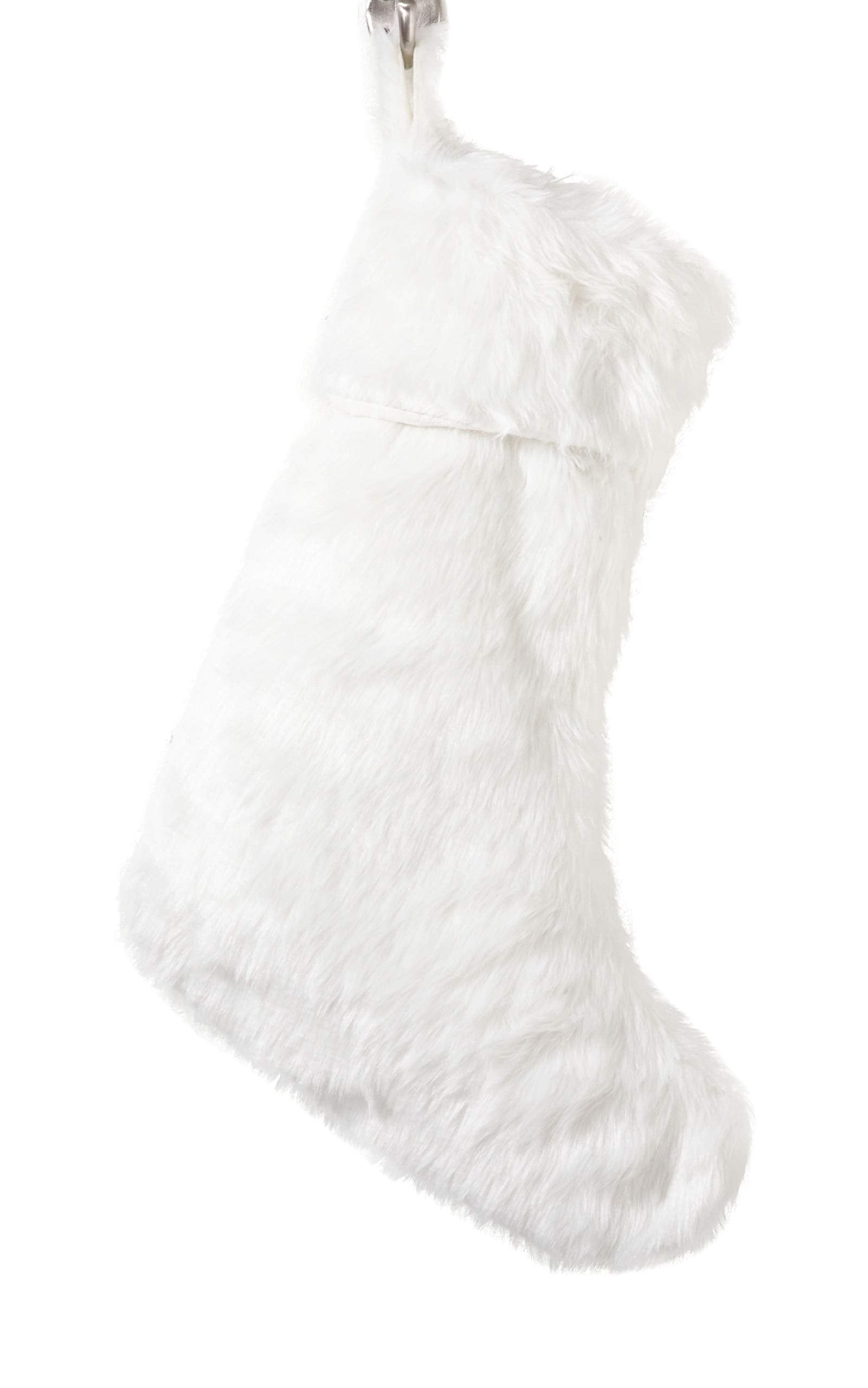 Fennco Styles Exquisite Faux Fur Design White Holiday Christmas Stocking Tree Skirt