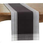 Fennco Styles Contemporary Stripe Border Design 100% Cotton Table Placemats 13" W x 19" L, Set of 4 - Black Table Mats for Dining Table Décor, Banquets, Holiday, Family Gathering, Special Occasion