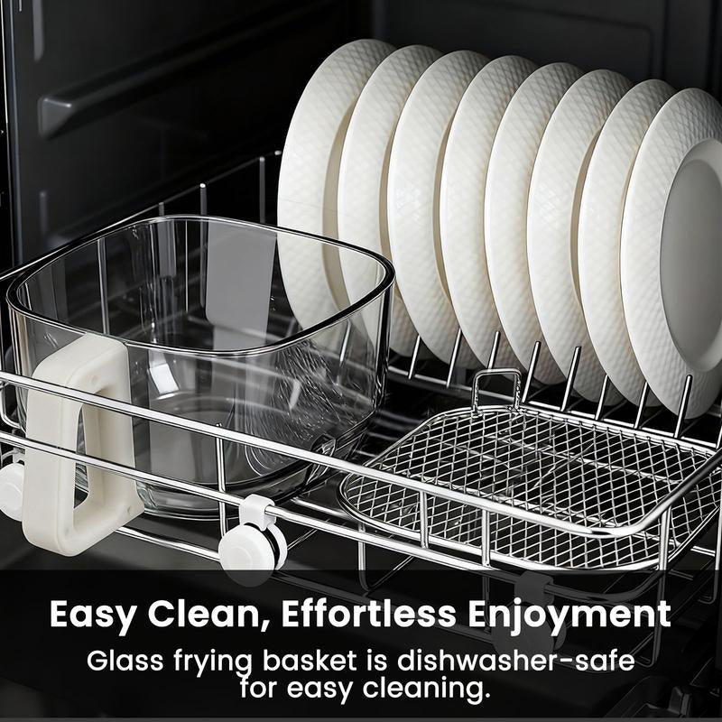 4.5 QT Glass Air Fryer - Pfas-Free & Dishwasher-Safe Basket, 360° View Cooking