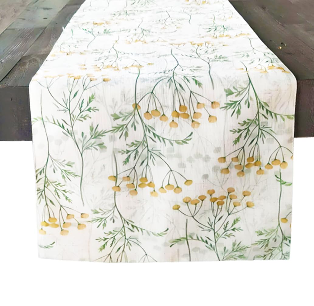 Fennco Styles Floral Print Design Everyday Table Runner 13" W x 71" L - Summer Flower Table Cover for Home Décor, Dining Table, Banquet, Holiday and Family Gatherings