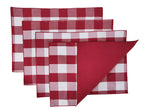 Fennco Styles Buffalo Check Double Layers Reversible Placemats 14" W x 20" L, Set of 4 - Handmade in USA - Plaid Table Mats for Everyday Use, Banquet, Holiday, Family Gathering, Special Occasion