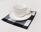 Fennco Styles Buffalo Check Double Layers Reversible Coasters 6"W x 6"L, Set of 4 - Handmade in USA - Plaid Cocktail Napkins for Everyday Use and Special Occasion