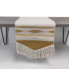Fennco Styles Geometric Design Canvas Cotton Table Runner with Tassels – 14”W x 71”L Table Cover for Home Décor, Dining Table, Banquets, Holidays and Special Occasions