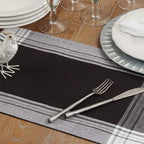 Fennco Styles Contemporary Stripe Border Design 100% Cotton Table Placemats 13" W x 19" L, Set of 4 - Black Table Mats for Dining Table Décor, Banquets, Holiday, Family Gathering, Special Occasion