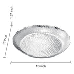 Silver Hammered Decorative Bowl Elegant Aluminum Centerpiece