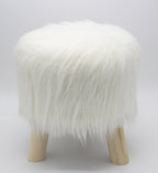 Fennco Styles Mongolian Long Hair Faux Fur Footrest Stool Small Footstool Ottoman