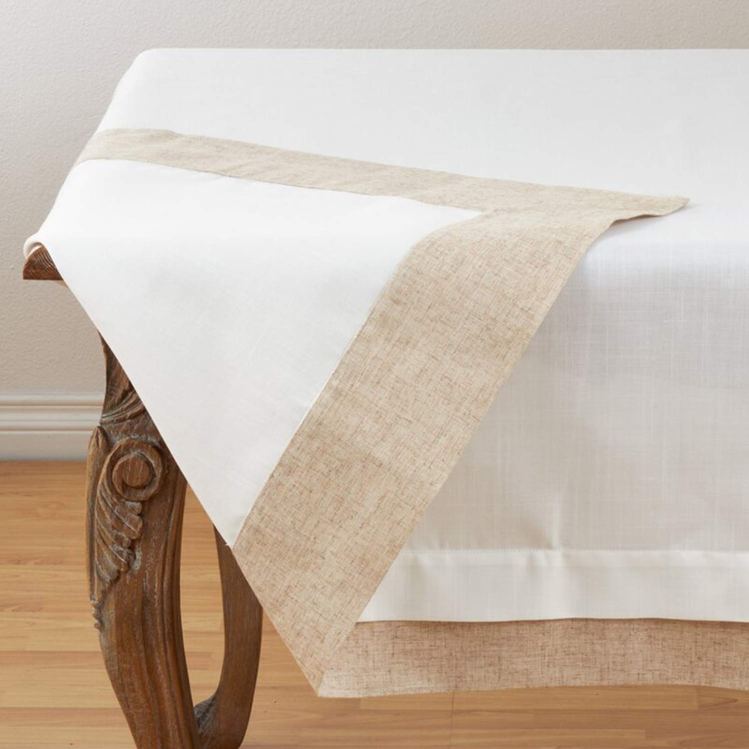 Fennco Styles Contemporary Double-Layer Design Linen Blend Table Linens – Natural Table Linens for Wedding, Celebration, Special Events and Home Décor