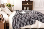 Fennco Styles Wheat Pattern Plush Extra Warm and Soft Throw Blanket 59" W x 79" L - Grey Flannel Fleece Large Blanket for Couch, Bedroom, Living Room Décor