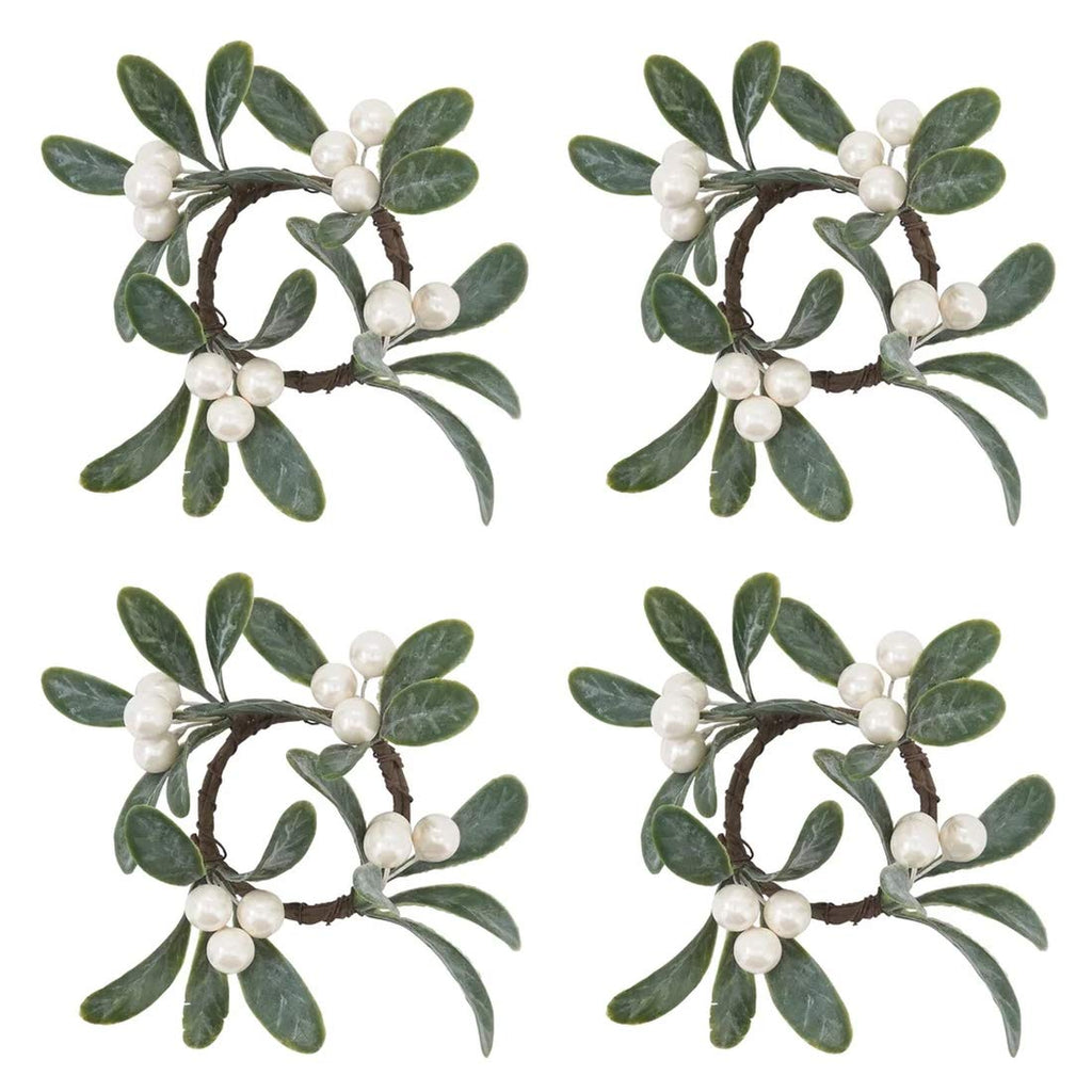 Fennco Styles Handmade Christmas Decorative Napkin Rings, Set of 4 - Green Napkin Holders for Home, Dining Room, Banquet, Family Gathering, Holiday Decor and Special Occasion