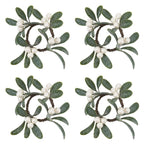 Fennco Styles Handmade Christmas Decorative Napkin Rings, Set of 4 - Green Napkin Holders for Home, Dining Room, Banquet, Family Gathering, Holiday Decor and Special Occasion