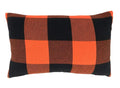 Fennco Styles Rustic Buffalo Plaid Design Cotton Decorative Throw Pillow 13 x 20 Inch - Orange Black Holiday Accent Pillow for Home, Couch, Living Room, Bedroom and Office Décor
