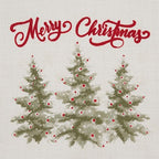 Fennco Styles Merry Christmas Holiday Trees Decorative Throw Pillow Cover 18" W x 18" L - Natural Festive Cushion Case for Home, Couch, Office, Living Room, Christmas and Holiday Décor