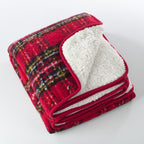 Fennco Styles Sevan Collection Faux Mohair Design Sherpa Red Throw Blanket 50" W X 60'" L