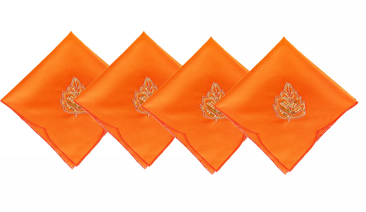 Fennco Styles Embroidered Sequin Autumn Leaves Table Runner 16" W X 33" L - Terracotta Harvest Foliage Table Cover for Thanksgiving, Holiday, Banquets, Special Occasion