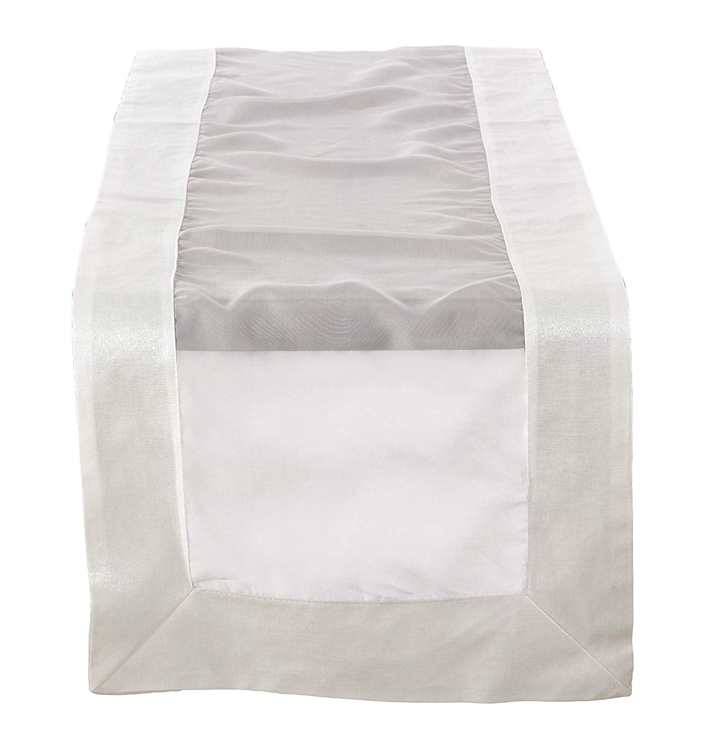 Fennco Styles Simple Collection Elegant Sheerness Satin Border Table Linens – 2 Colors Table Linens for Wedding, Formal Banquets, Special Events and Home Décor