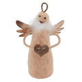 Fennco Styles Handmade Wool Blend Beige Angel with Heart Figurine Ornament 4" H - Creative Christmas Ornament for Christmas Tree Décor, Holiday, Home, Tabletop and Kids Room Decorations