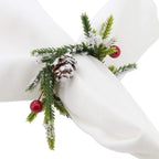 Fennco Styles Handmade Christmas Decorative Napkin Rings, Set of 4 - Green Napkin Holders for Home, Dining Room, Banquet, Family Gathering, Holiday Decor and Special Occasion