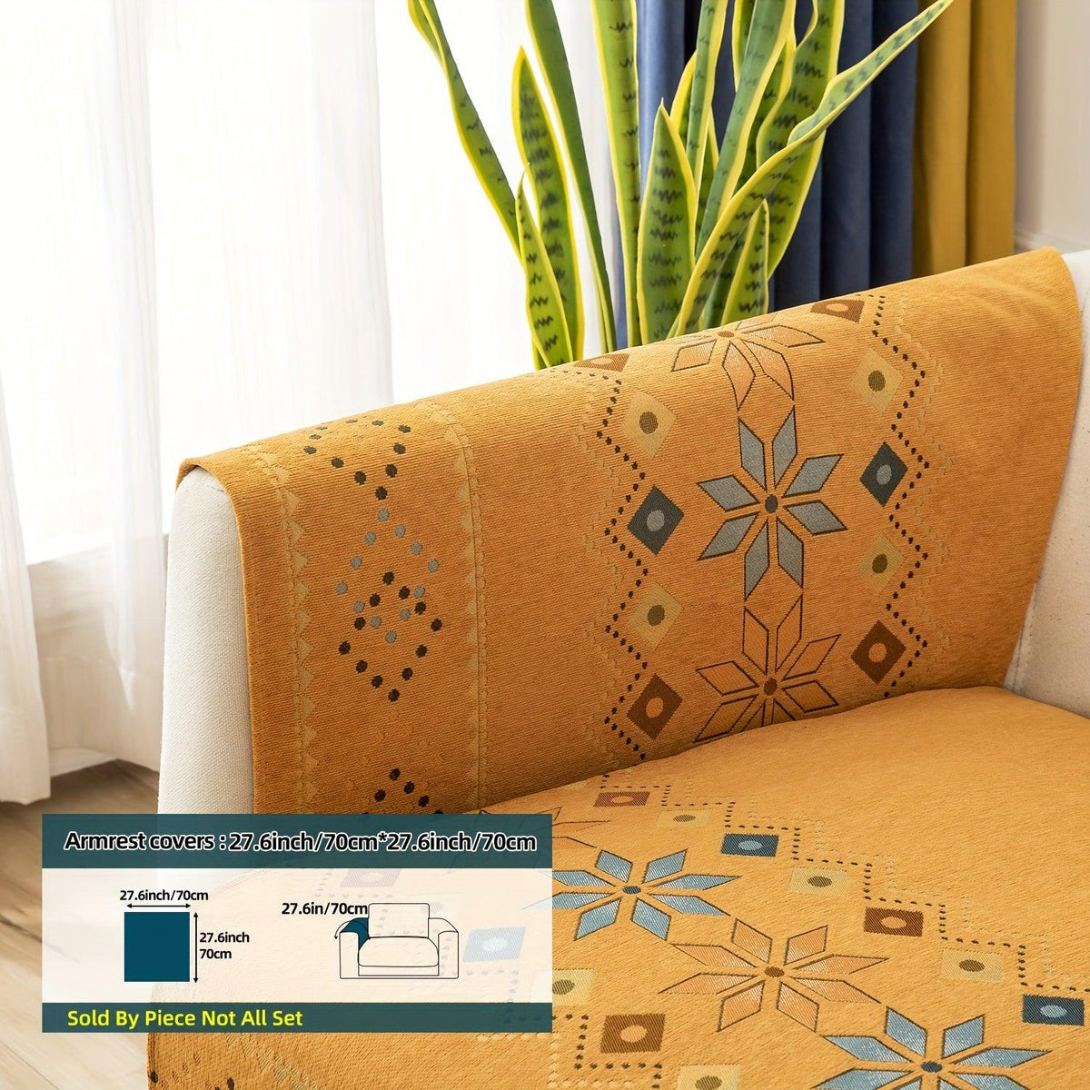 Geometric Bohemian Chenille Slipcovers Pet/Kid Friendly Washable