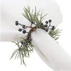 Fennco Styles Handmade Christmas Decorative Napkin Rings, Set of 4 - Green Napkin Holders for Home, Dining Room, Banquet, Family Gathering, Holiday Decor and Special Occasion