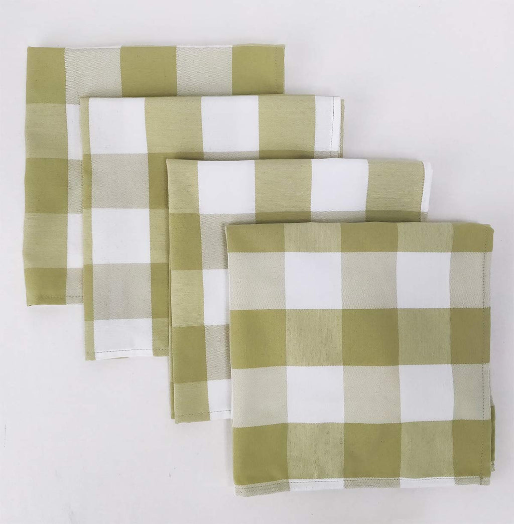 Fennco Styles Buffalo Check Design Cloth Napkins 18" W x 18" L, Set of 4 - Handmade in USA - Plaid Rustic Dinner Napkins for Everyday Use, Banquet, Holiday, Family Gathering and Special Occasion