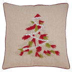 Fennco Styles Beaded Christmas Tree 100% Cotton Decorative Throw Pillow Cover 18 x 18 Inch - Beads Pillow Case for Holiday Décor, Couch, Living Room and Bedroom Décor