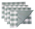 Fennco Styles Buffalo Check Double Layers Reversible Placemats 14" W x 20" L, Set of 4 - Handmade in USA - Plaid Table Mats for Everyday Use, Banquet, Holiday, Family Gathering, Special Occasion