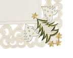 Fennco Styles Pandoro Collection Holiday Embroidered Christmas Tree Cutwork Border Table Linens – Ivory and Red Table Linens for Christmas Dinner, Family Gathering, Special Events and Home Décor