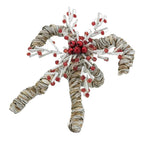 Fennco Styles Seagrass Candy Cane Christmas Napkin Rings, Set of 4 - Red & White Glass Beads Napkin Holders for Dining Table, Banquet, Family Gathering, Holiday Décor and Special Occasion