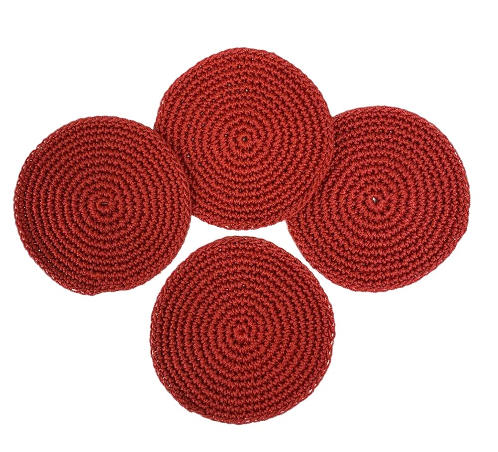 Fennco Styles Handmade Crochet Cocktail Drink Coasters 5-Inch Round, Set of 4 - Doilies for Everyday Use, Holiday, Farmhouse, Décor, Tea Party and Special Occasion