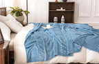 Fennco Styles Wheat Pattern Plush Extra Warm and Soft Throw Blanket 59" W x 79" L - Grey Flannel Fleece Large Blanket for Couch, Bedroom, Living Room Décor