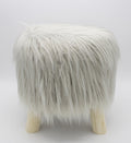 Fennco Styles Mongolian Long Hair Faux Fur Footrest Stool Small Footstool Ottoman