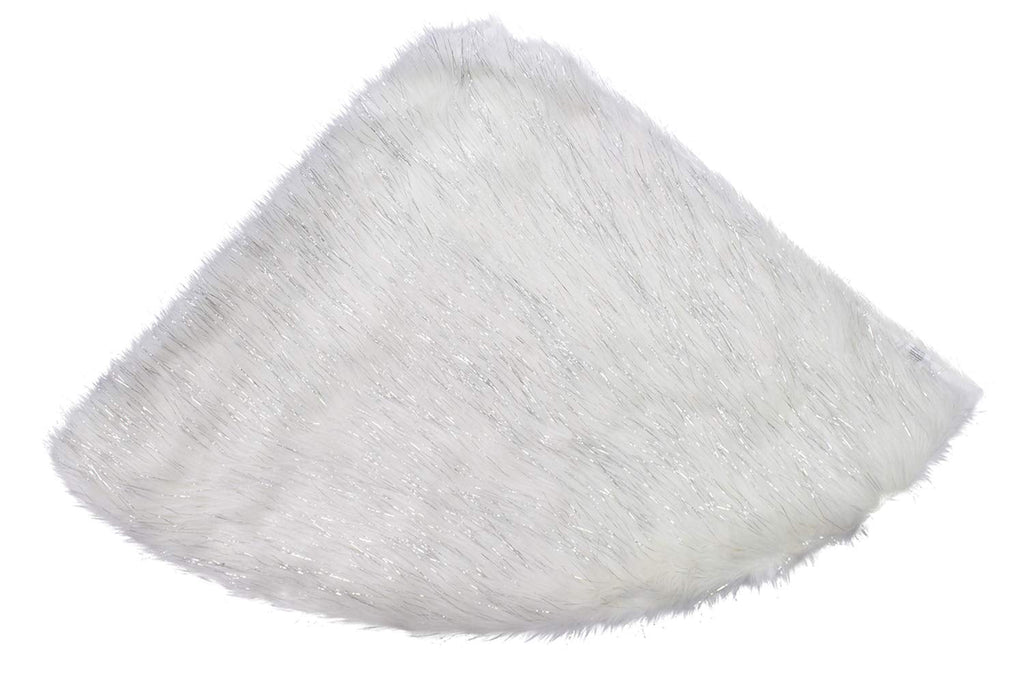 Fennco Styles Holiday Christmas Decorative Exquisite Faux Fur with Silver Metallic Thread Tree Skirt - 2 Colors