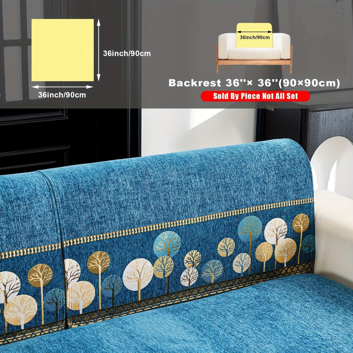 Autumn Trees Boho Chenille Sofa Cover Pet/Kid friendly