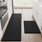 Kitchen Mats, 2PCS Kitchen Rugs, Cushioned anti Fatigue Kitchen Mats for Floor, Non-Slip Standing Desk Mat, Waterproof Kitchen Rug Set for Kitchen,20" X 32"+20" X 94.5"-Full 1Inch Thick,Black