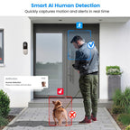 1080P Wireless Doorbell Camera, Smart Wifi Video Doorbell, AI Human Detection, Two-Way Audio, Night Vision, Cloud Storage, Instant Alert, 2.4Ghz Wifi, Outdoor Security Camera, Rechargeable Battery Powered