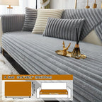 Luxurious Rabbit Fur Sofa Slipcover | Non-Slip Light Grey for Pet/Kid Protection
