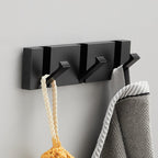 Black Gold, Folding Towel Hanger 2way Installation Wall Hooks Coat Clothes Towel Umbrella Leash Holder for Bathroom Kitchen Bedroom Hallway Pantry Laundry Entry Patio Pets