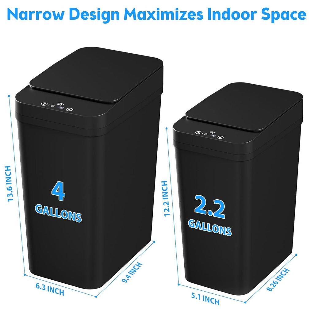 Automatic Touchless, Smart Garbage Can with Lid, 2 Pack 4 & 2.2 Gallon , Motion Sensor