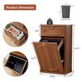 Giratree Tilt Out, Wood Kitchen Garbage Bin with Drawer, Fluted 10 Gallon Laundry Hamper