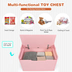 Kids Toy Wooden Flip-top Storage Box Chest Bench with Cushion Hinge-Pink