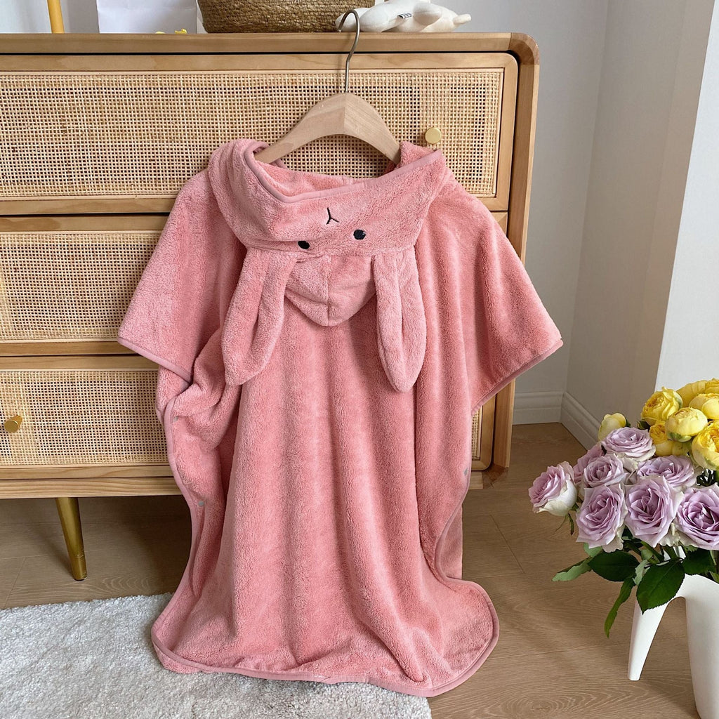 Trendy Rabbit Hooded Cartoon Bathrobes For Girls Boys
