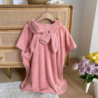 Trendy Rabbit Hooded Cartoon Bathrobes For Girls Boys