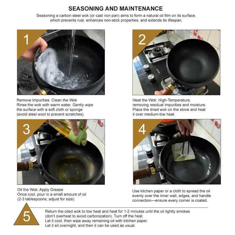 Thick Japanese Iron Pan, Uncoated Cast Iron, Hand-Forged Non-Stick Pan High-Purity