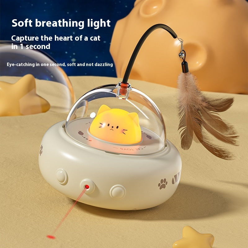 Rolling Light-Up UFO Cat Toy With Laser & Bell
