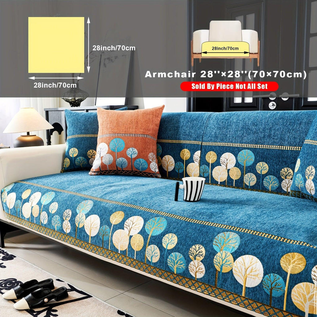 Autumn Trees Boho Chenille Sofa Cover Pet/Kid friendly