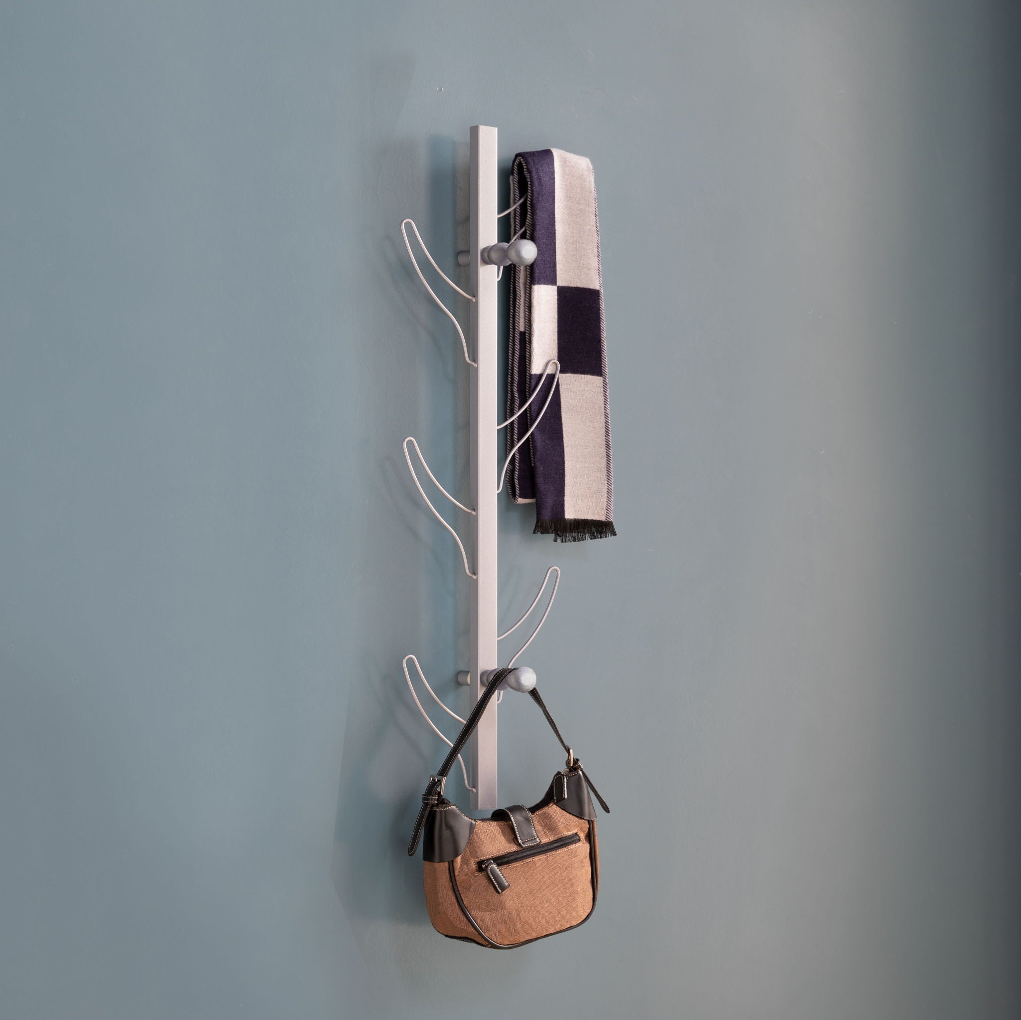 Vertical Eight Hook Coat Rack Towel Rack Wall Mount Various Colors