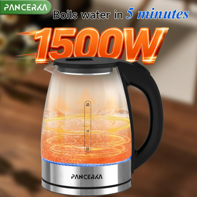PANCERKA Electric Kettle 1.8L, 1500W Fast Boiling with LED Indicator, Auto Shut-Off, BPA-Free