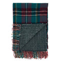 Fennco Styles Reversible Plaid Herringbone Fringe Throw Blanket 50" W x 60" L – Green Knitted Blanket for Couch, Bedroom and Living Room Décor