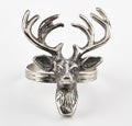 Fennco Styles Classic Holiday Reindeer Design Napkin Rings - Silver - Set of 4