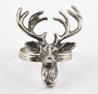 Fennco Styles Classic Holiday Reindeer Design Napkin Rings - Silver - Set of 4